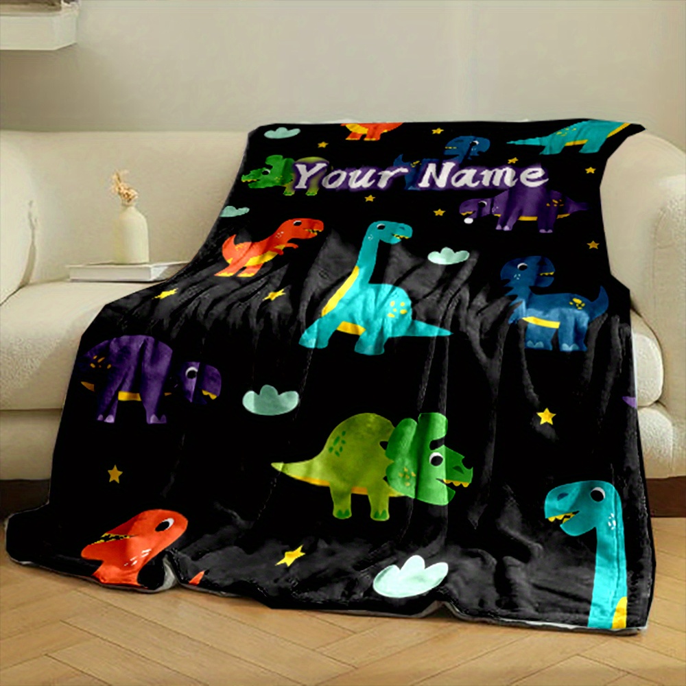 Dinosaur Print Kids Throw Blan - Baby Nursery Themes Girl 评论和价格